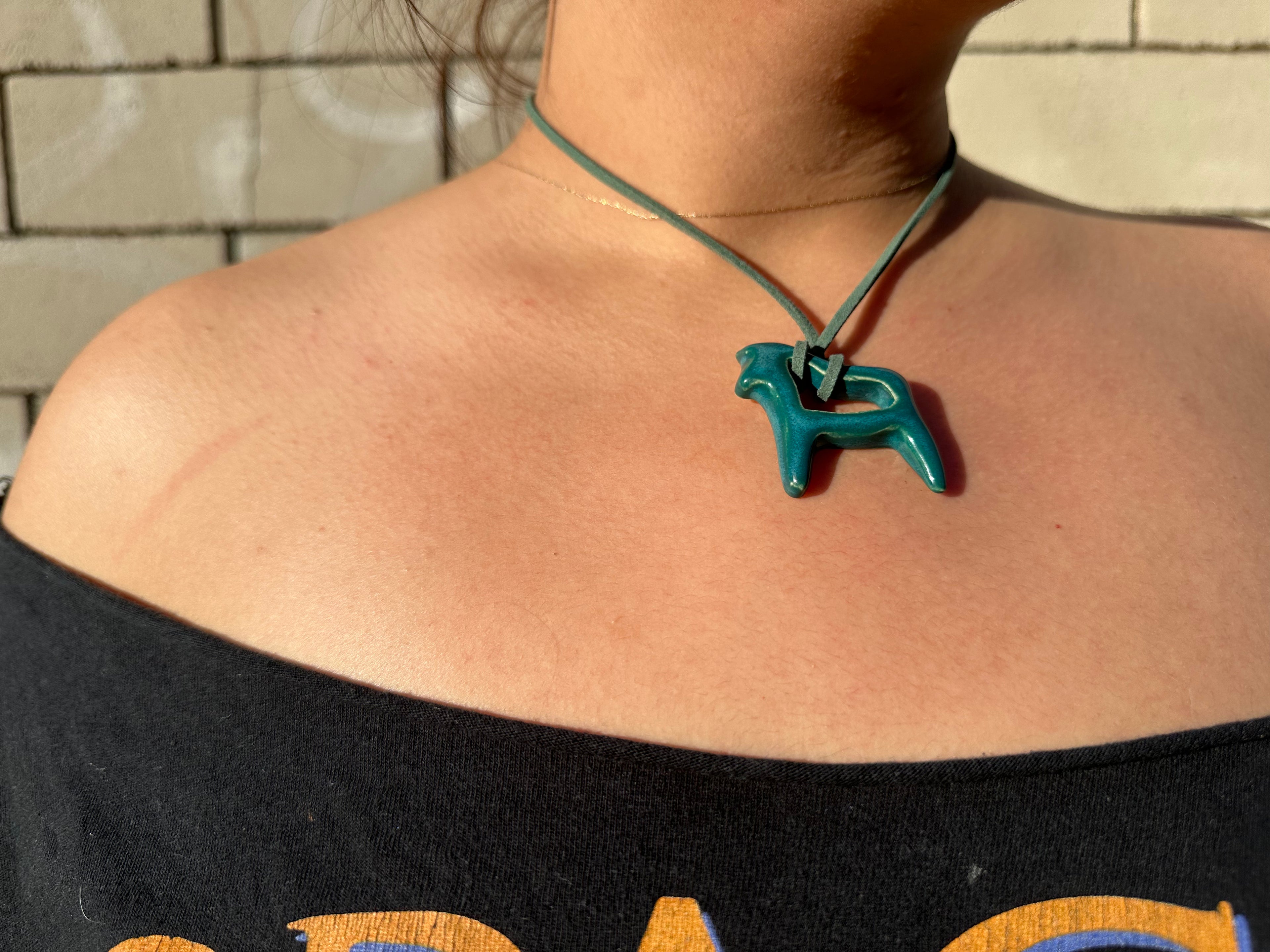 Dala Horse Necklace - Charcoal